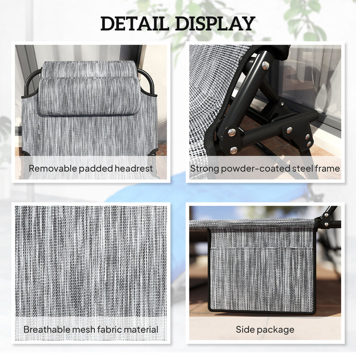 Outsunny Folding Lounge Chair with 4-level Reclining Back & Cushion, Beige