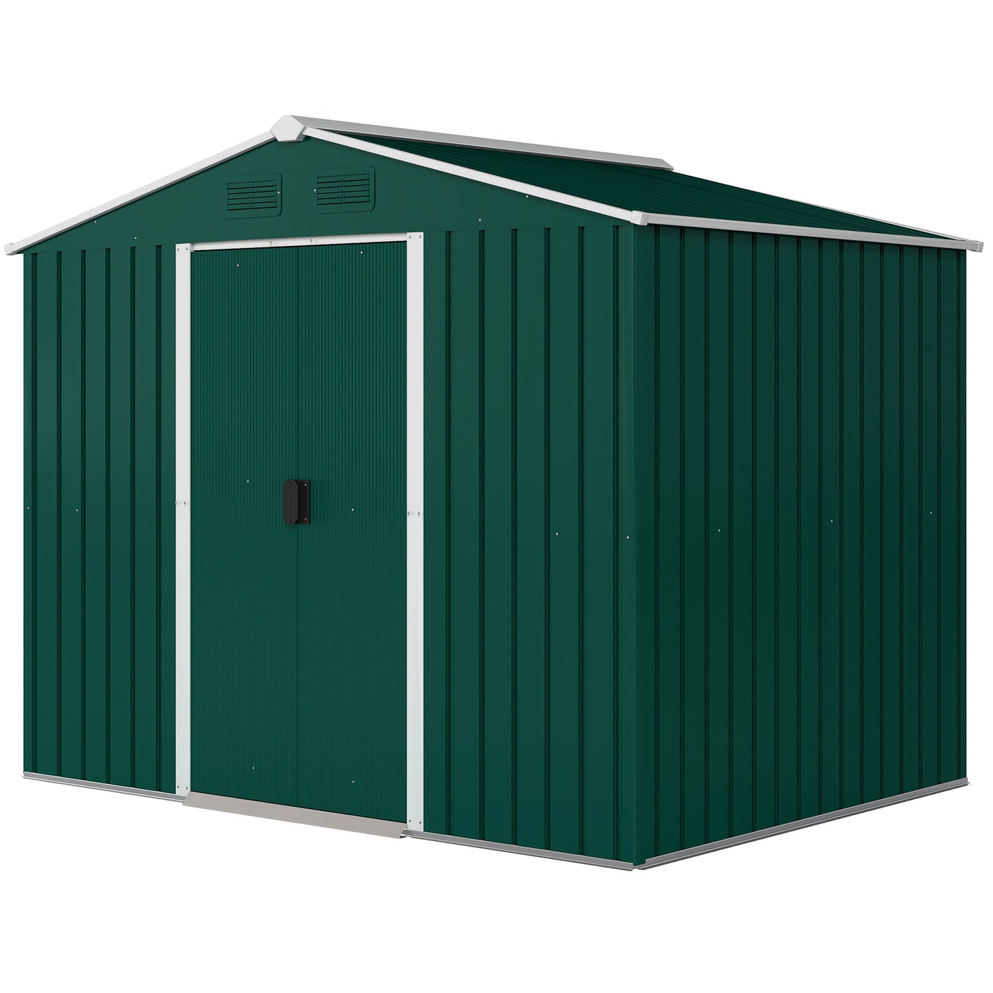 Outsunny 8' x 6' Outdoor Storage Shed, Metal Garden Tool Storage House with Lockable Sliding Doors and Vents for Backyard Patio Lawn, Charcoal Grey