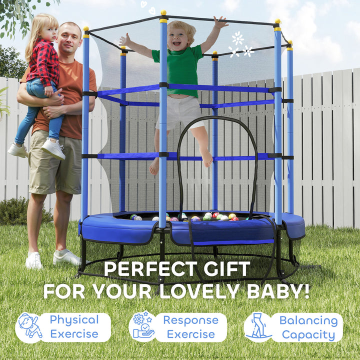 Qaba Kids Trampoline with Safety Enclosure Net and Safety Pad, Indoor Outdoor for Age 3-10 Years Old, Multi-coloured