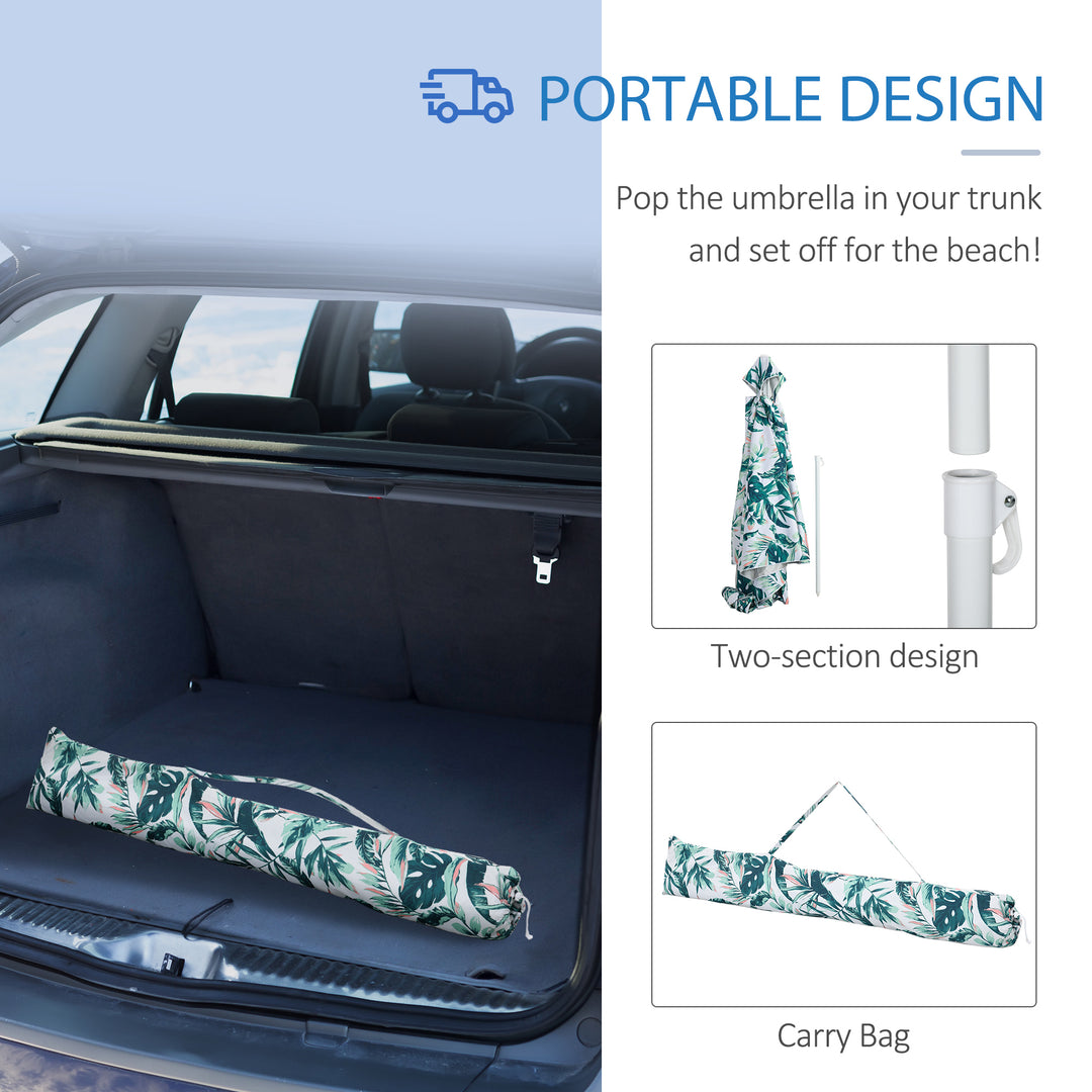 Outsunny Beach Umbrella, 6.5' Easy-Assembly Sun-Shade Shelter with Sandbags and Carry Bag, Cool UV50+, Dark Blue