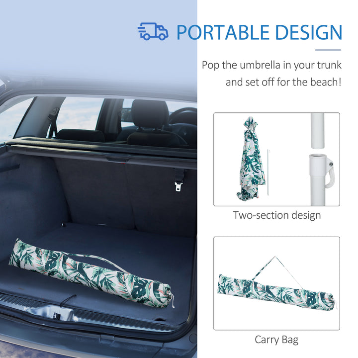 Outsunny Beach Umbrella, 6.5' Easy-Assembly Sun-Shade Shelter with Sandbags and Carry Bag, Cool UV50+, Dark Blue