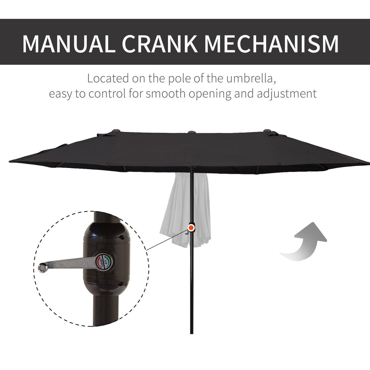 Outsunny 15ft Double-sided Patio Umbrella with Twin Canopy, Extra Large Outdoor Parasol with Crank for Pool, Deck, Market, Blue