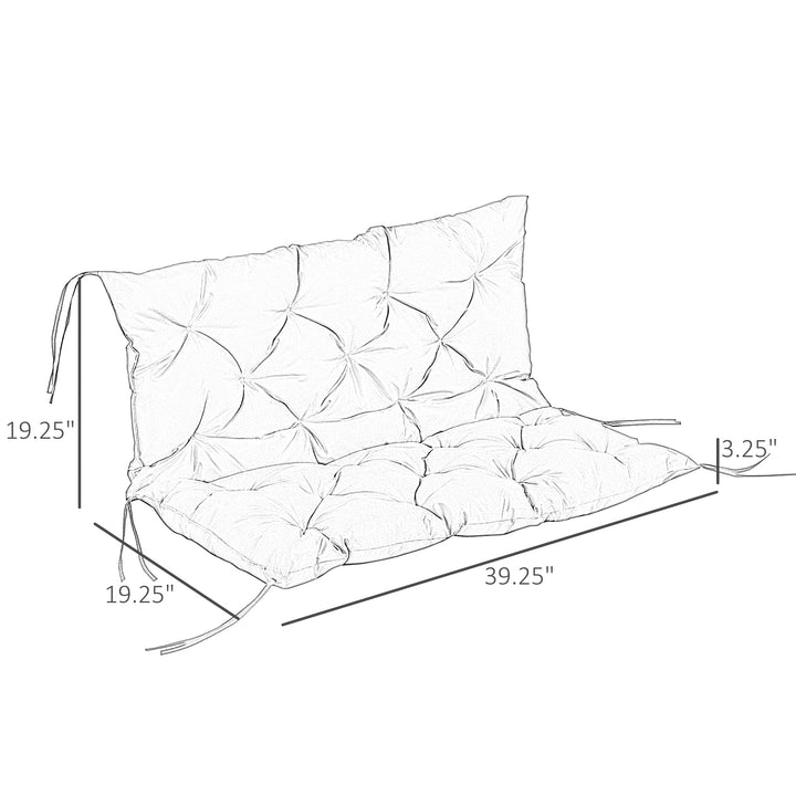 Outsunny Porch Swing Cushion Garden Bench Cushion with Backrest, Non-Slip 2-seater Soft Pad, Swing Chair Mat Replacement for Indoor and Outdoor, 39.4" x 38.6", Dark Grey