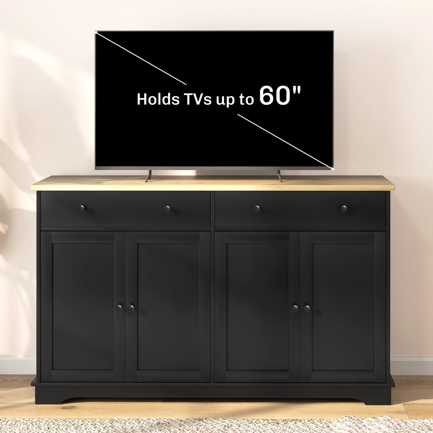 HOMCOM Modern Sideboard, Buffet Cabinet with Storage Drawers, Adjustable Shelves for Living Room, Dining Room, Entryway, White