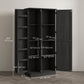 HOMCOM 70" Tall Kitchen Pantry Cabinet with Door Shelves and Adjustable Shelves, Black Wood Grain
