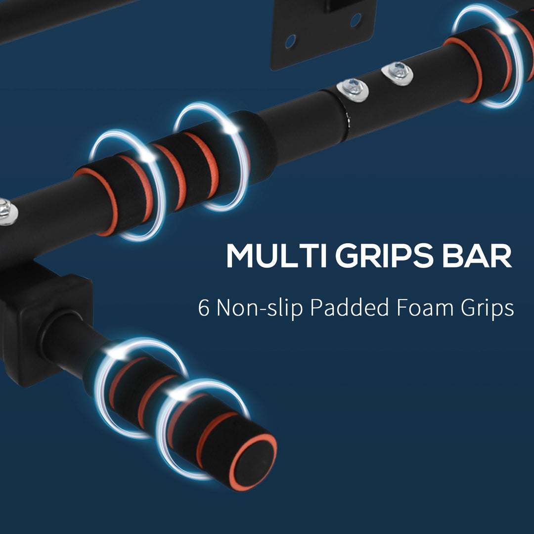 Soozier Pull Up Bar Wall Mount Chin Up Bar, Upper Body Strength Training Station with Non-Slip Foam for Home Gym, Black