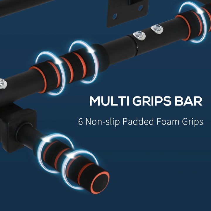 Soozier Pull Up Bar Wall Mount Chin Up Bar, Upper Body Strength Training Station with Non-Slip Foam for Home Gym, Black