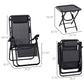Outsunny Zero Gravity Chair Set of 2 Patio Chair with Side Table Cupholders and Pillows for Pool, Backyard, Lawn, Black
