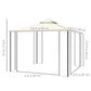 Outsunny 10'x10' Soft-top Patio Gazebo with Double Tier Roof, Mesh Curtains, Display Shelves, Top Hooks, Cream