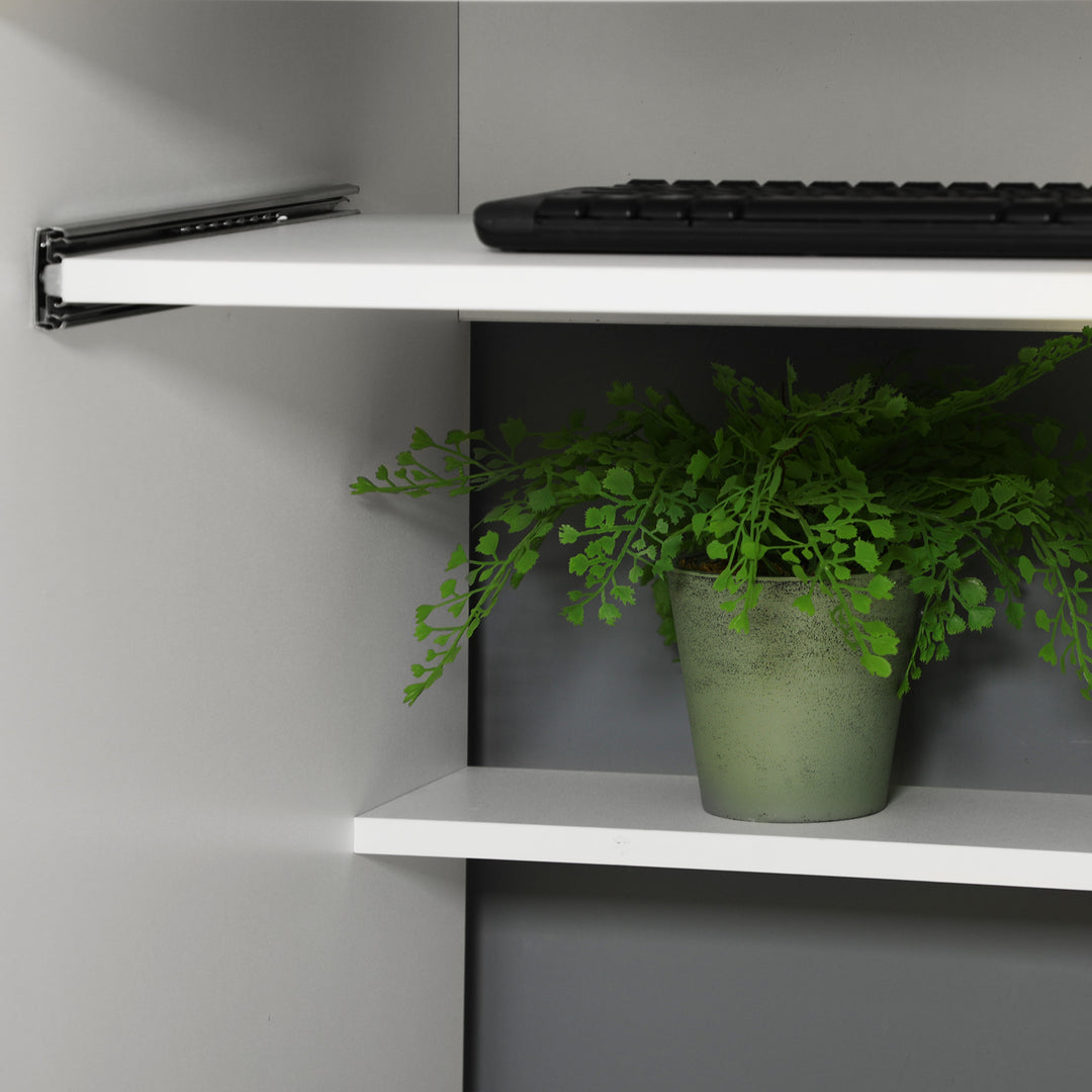 HOMCOM 57" Computer Desk with Drawers, Home Office Desk with Keyboard Tray, Open Shelves and Lockable Drawer, Writing Workstation for Study, Black