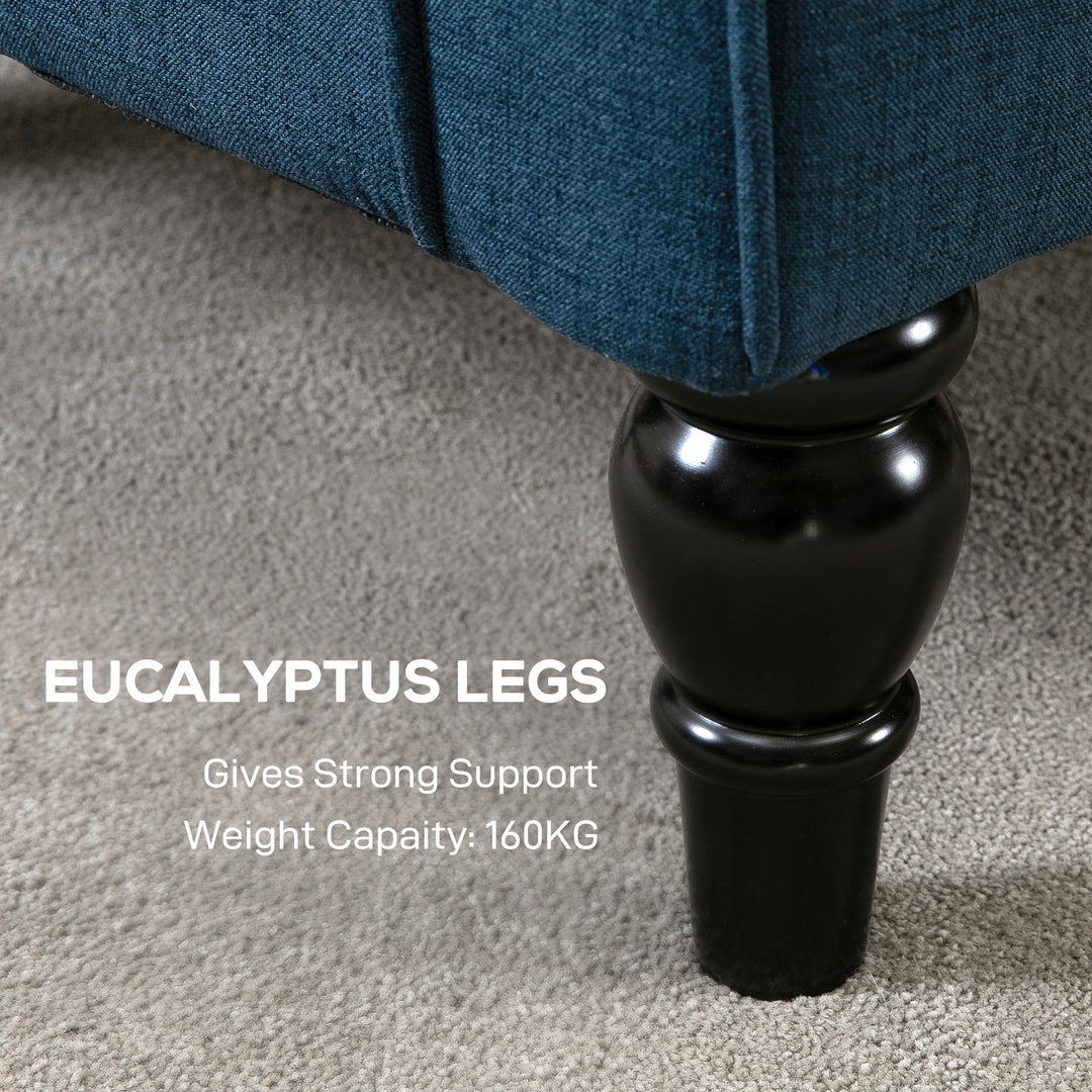 HOMCOM Fabric Accent Chair, Button Tufted Armchair, Upholstered Modern Living Room Chair, Wingback Chair with Wood Legs, Rolled Arms, Thick Padding for Bedroom, White