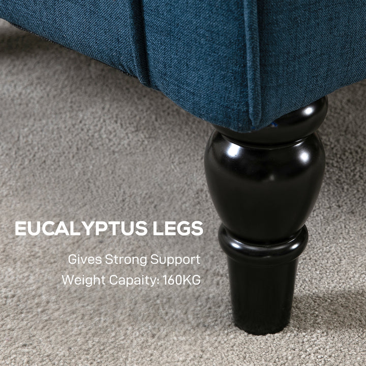 HOMCOM Fabric Accent Chair, Button Tufted Armchair, Upholstered Modern Living Room Chair, Wingback Chair with Wood Legs, Rolled Arms, Thick Padding for Bedroom, White