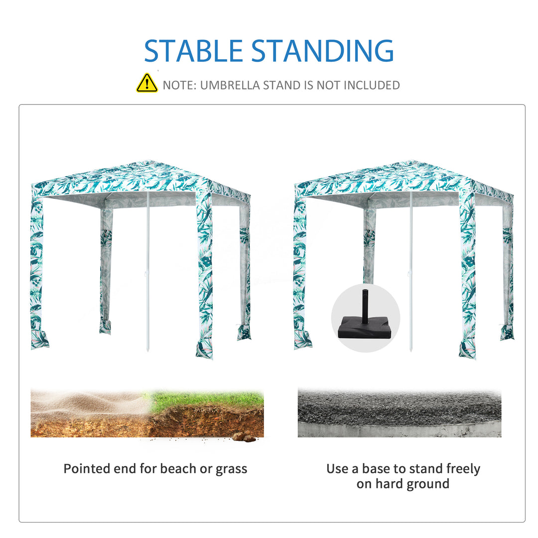 Outsunny Beach Umbrella, 6.5' Easy-Assembly Sun-Shade Shelter with Sandbags and Carry Bag, Cool UV50+, Dark Blue