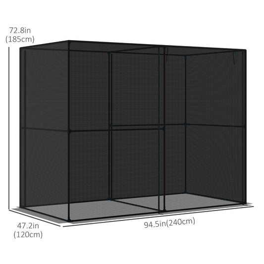 Outsunny 94.5''x47.25''x 72.75'' Heavy Duty Outdoor Greenhouse W/ Frame Garden Planting Warm House With Roll-Up Zipper Doors for Seedlings, Herbs, or Flowers , Black
