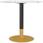 HOMCOM Round Dining Table, Modern Dining Room Table with Faux Marble Top, Steel Base, Space Saving Small Kitchen Table, Black