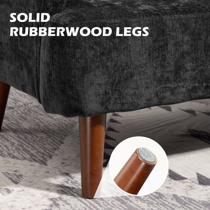 HOMCOM Velvet Feel Fabric 2 Seater Sofa, Small Sofa Loveseat with 8.3" Thick Padding and Wood Legs, Grey