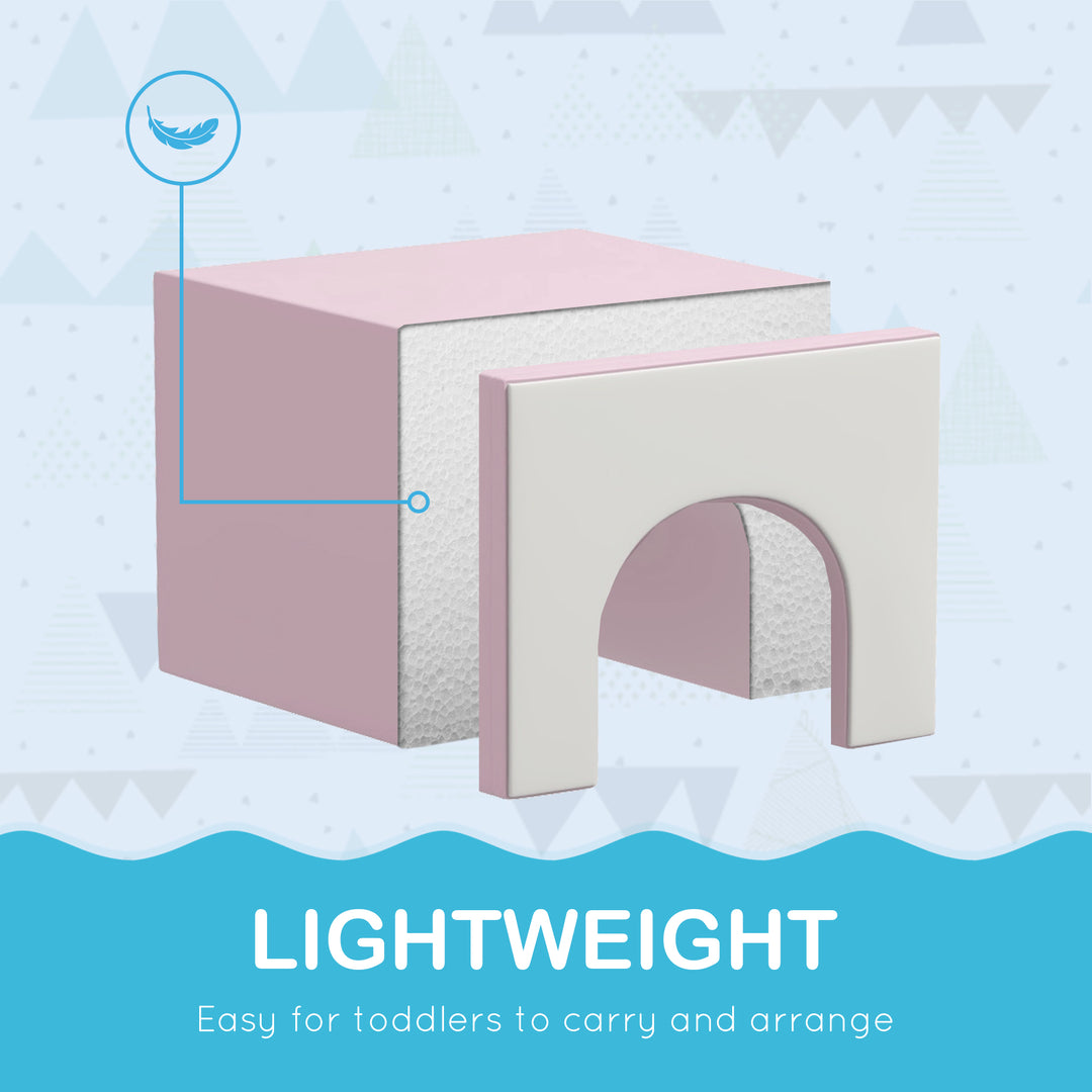 Qaba 7-piece Soft Play, Foam Climbing Blocks for Toddlers, Kids' Educational Climbing Crawling Toys, Kids Foam Play Set Stairs and Ramp, Multicolored