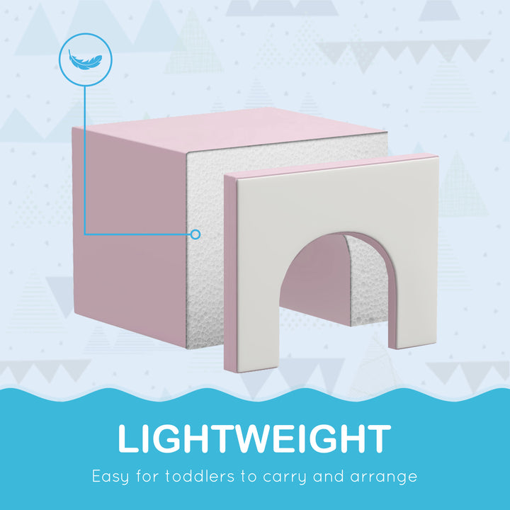 Qaba 7-piece Soft Play, Foam Climbing Blocks for Toddlers, Kids' Educational Climbing Crawling Toys, Kids Foam Play Set Stairs and Ramp, Multicolored