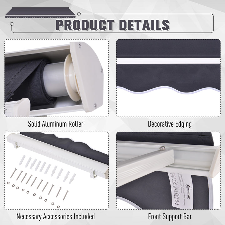 Outsunny 4' x 2.3' Retractable Window Door Awning Patio Canopy Outdoor Sun Shade Shelter Dark Grey