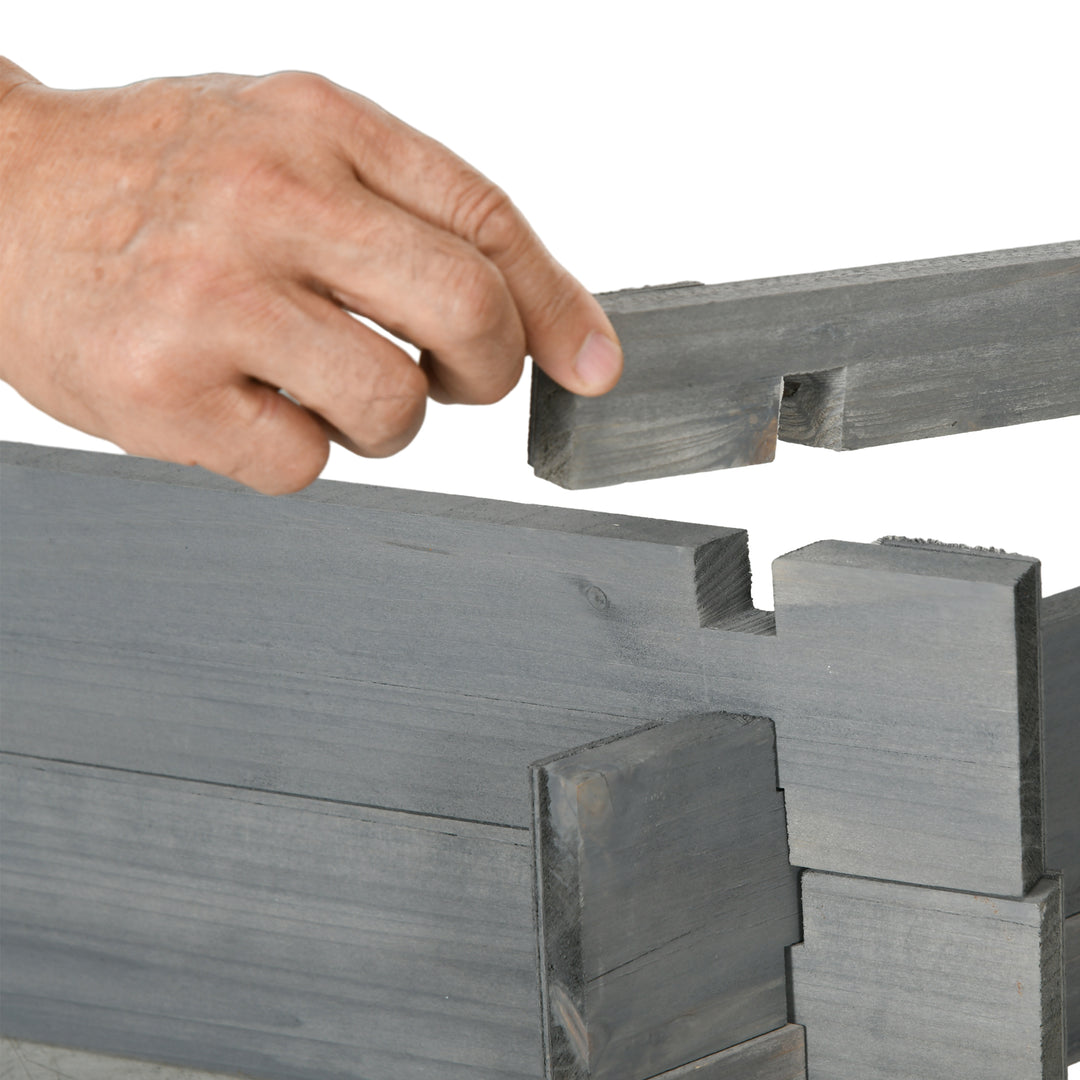 Outsunny 39" x 36" Screwless Hexagon Planter Box, Raised Garden Bed, Herb Garden for Vegetables, Flowers, Grey