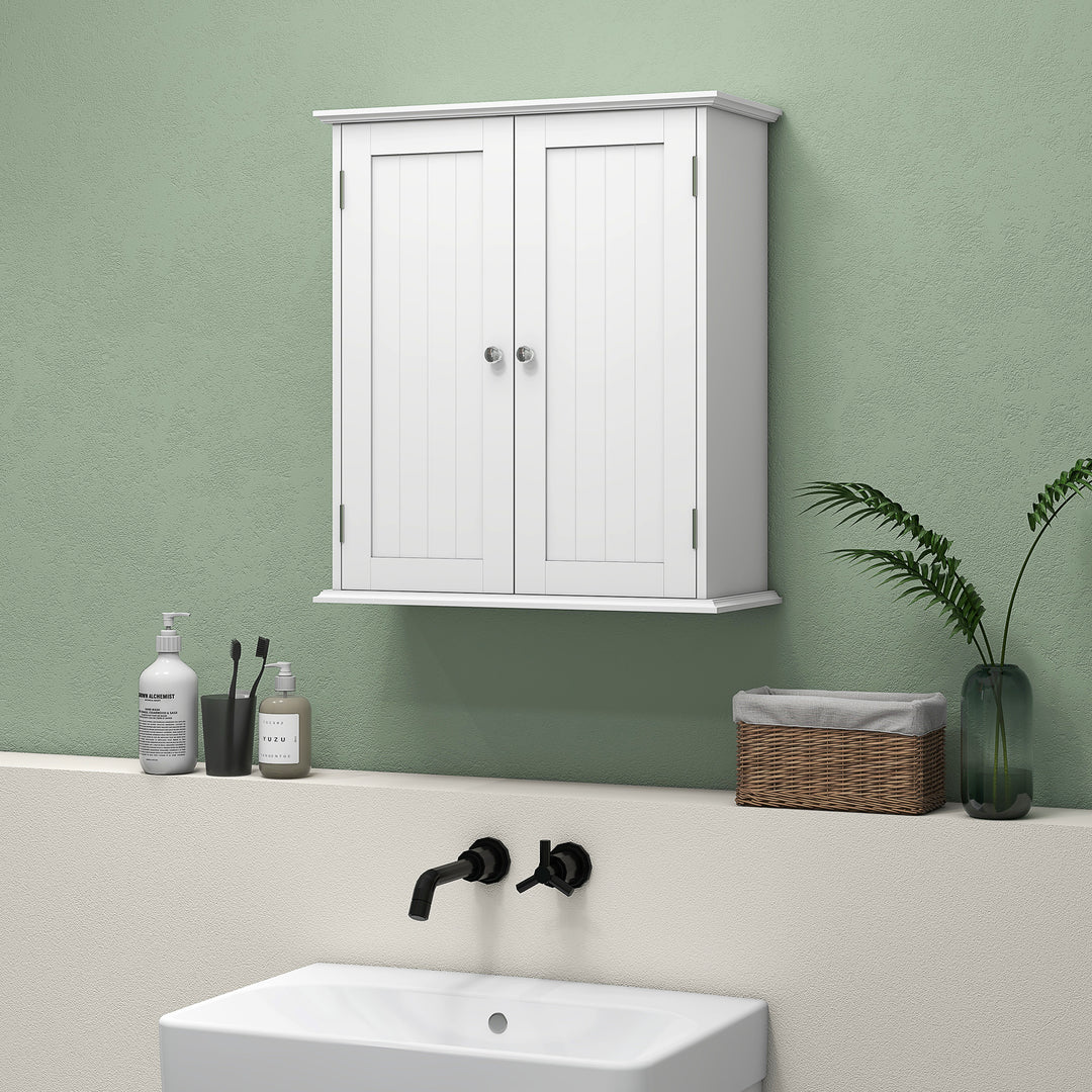 HOMCOM Bathroom Medicine Cabinet, Wall Cabinet with 2 Doors and Adjustable Shelf, Space Saver Over Toilet Cabinet