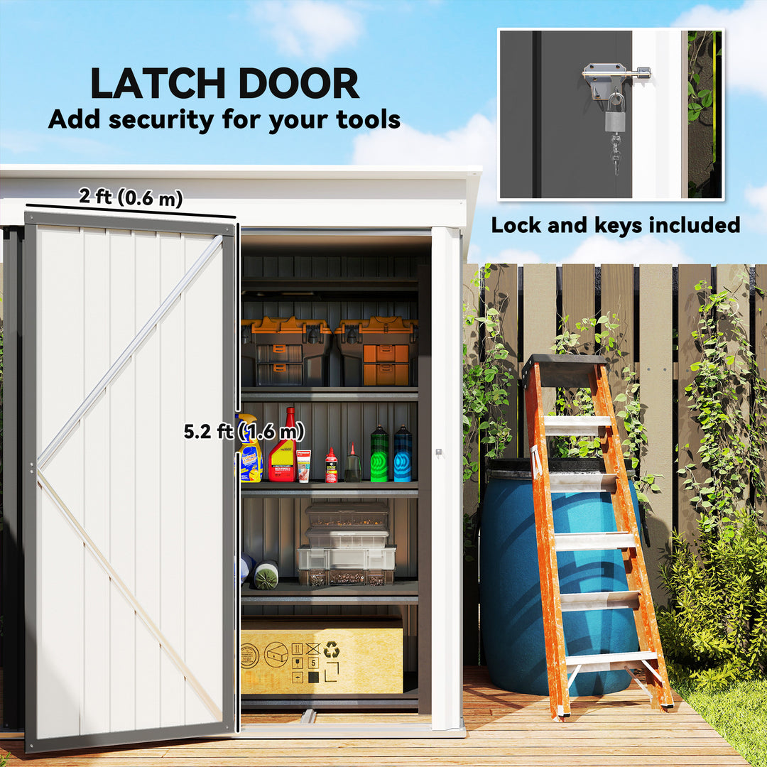 Outsunny Outdoor Storage Shed, Steel Lean-to Shed with Adjustable Shelf, Lock, Gloves, 5'x3'x6', Green