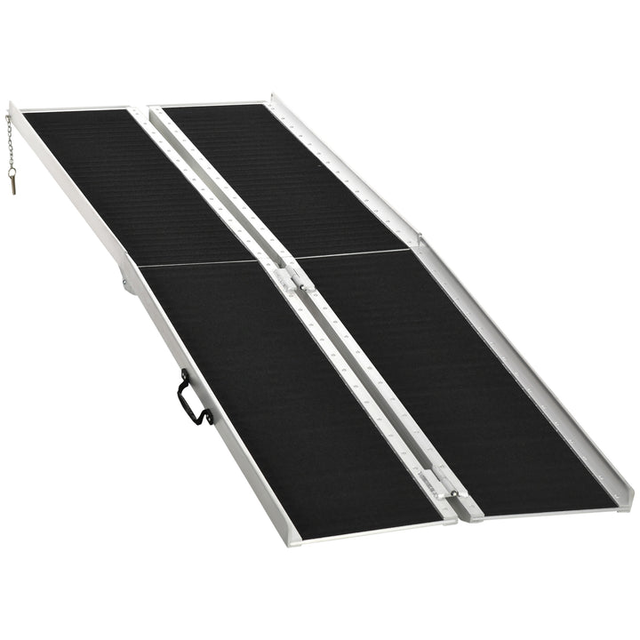 HOMCOM 8ft Wheelchair Ramp, Non-Slip Aluminum Folding Handicap Ramp, Suitable for Door Thresholds, Home Steps, Cars, Scooters, Carts, and Stairs