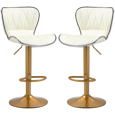 HOMCOM Counter Height Bar Stools Set of 2, Adjustable Height Bar Chairs with Swivel Seat, PU Leather Upholstery