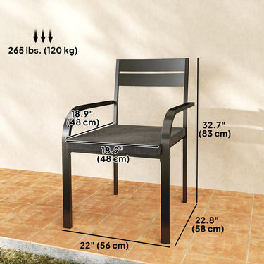 Outsunny 2 Piece Outdoor Dining Chairs with Aluminum Frame, Soft Cushion, for Deck, Garden, Balcony, Poolside, Grey
