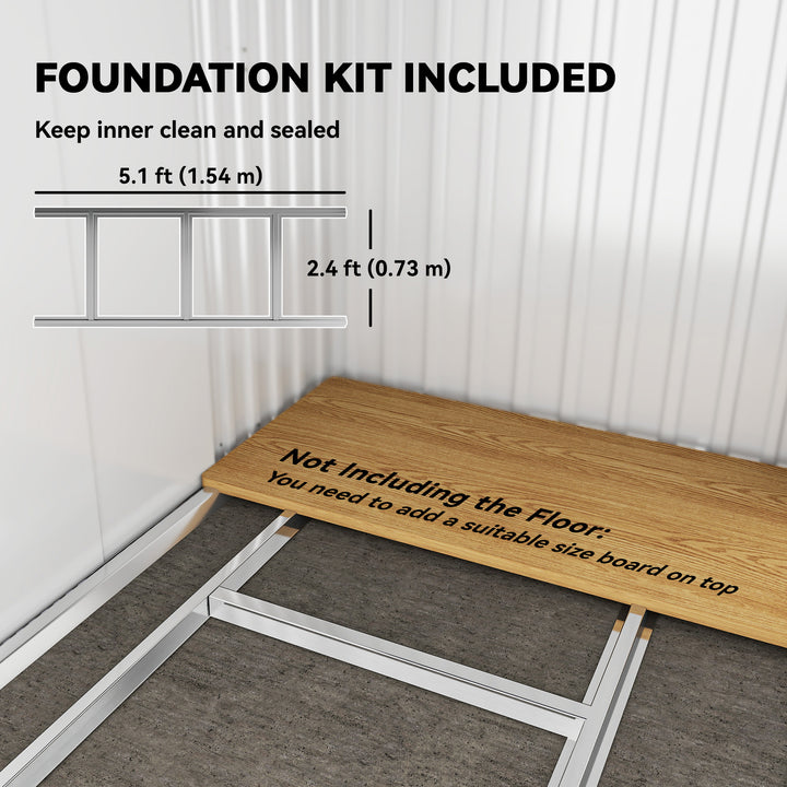 Outsunny 6.5x4FT Galvanised Metal Shed with Foundation Kit, Lockable Garden Tool Storage House with Sliding Doors, Vents, Grey