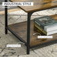 HOMCOM Industrial Coffee Table with Storage Shelf, 2-tier Center Table for Living Room, Rustic Brown