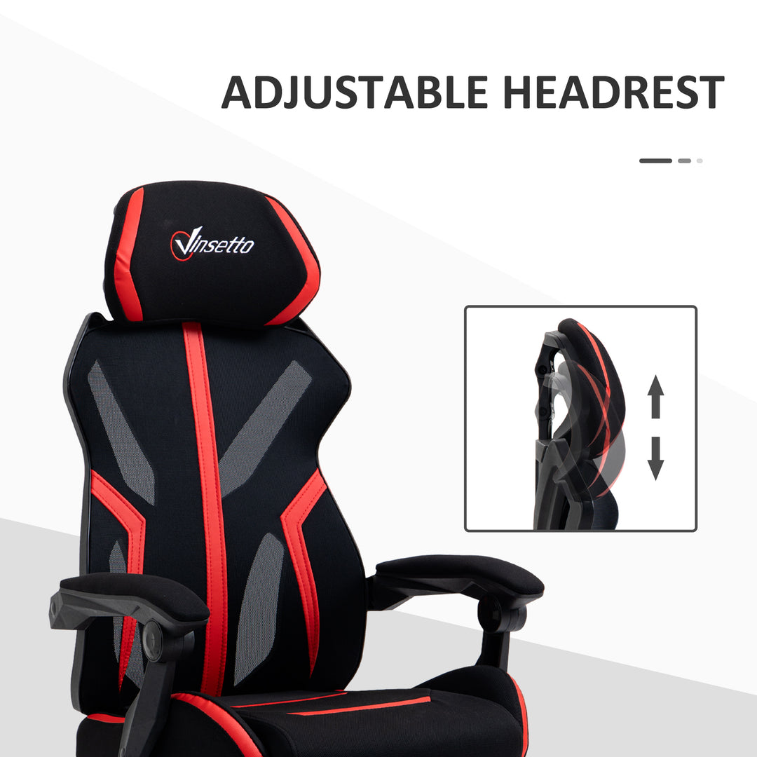 Vinsetto Gaming Chair, Ergonomic Computer Chair with Footrest, Headrest, Recliner Swivel Seat with Adjustable Height, Black