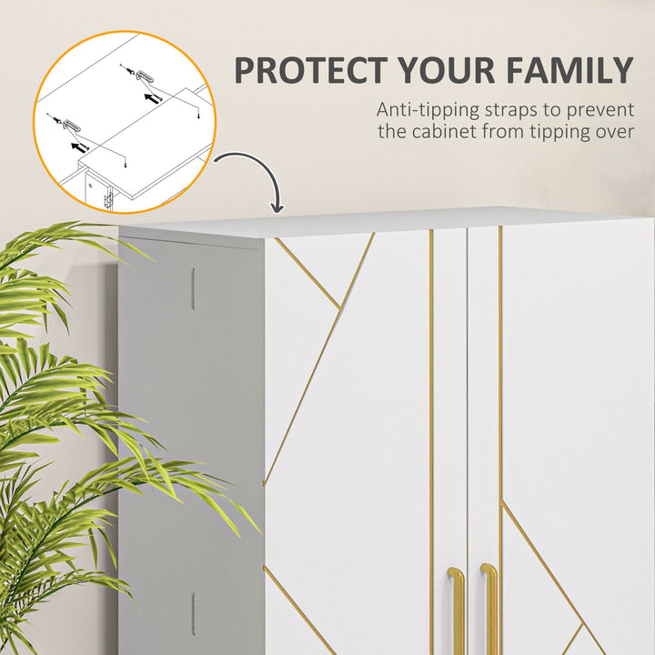 HOMCOM 44" Storage Cabinet, 2-Door Kitchen Pantry Cabinet with 4-tier Shelving, 8 Spice Racks and Adjustable Shelves
