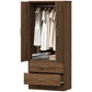 HOMCOM Wardrobe Closet Armoire with Hanging Rod and 2 Doors, Clothes Storage Organizer with 2 Drawers for Bedroom, Oak