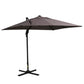 Outsunny 8'x8' Square Patio Hanging Offset Umbrella, Outdoor Cantilever Parasol w/ Cross Base, Cream White