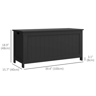 HOMCOM Storage Trunk with 2 Safety Hinges, Modern Entryway Bench with Side Handles, Storage Chest for Living Room, Black