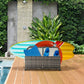 Outsunny Rolling Pool Storage Rattan Patio Furniture Outdoor Storage Wicker Organizer for Floats, Paddles, Balls, Towels, Brown