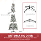 HOMCOM 9-foot Pencil Snow Flocked Artificial Christmas Tree with 1350 Pine Realistic Branches, Pine Cones, Red Berries, Auto Open, Green
