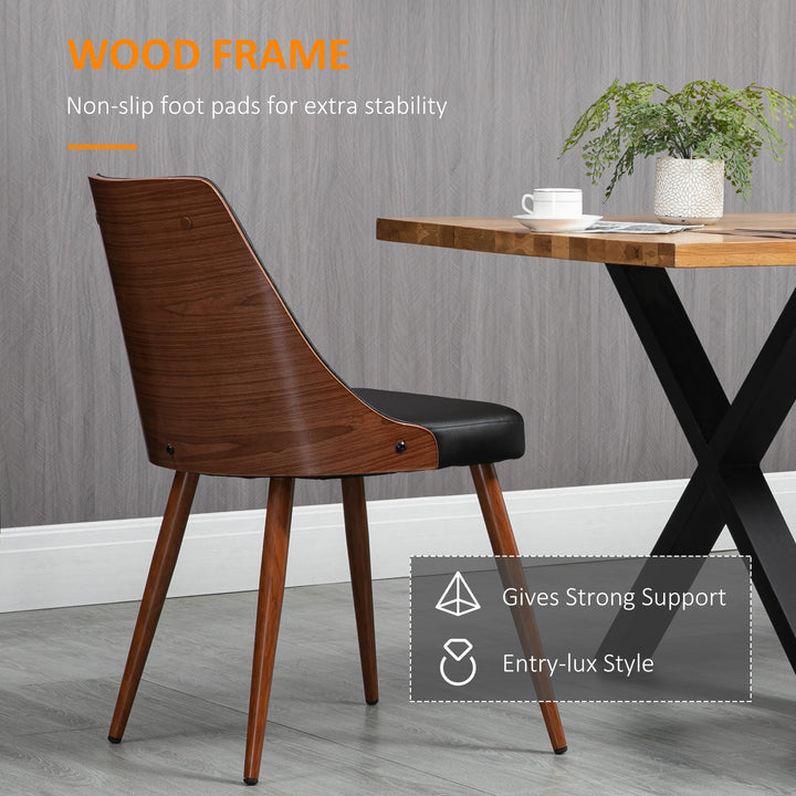 HOMCOM Dining Chairs Set of 2, Tufted Kitchen Chairs, PU Leather Upholstered Seats and Steel Legs for Dining Room, Black