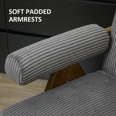 HOMCOM Corduroy Accent Chair Armchair with Wide Seat and Soft Padded Armrests for Reading, Bedroom, Dark Grey