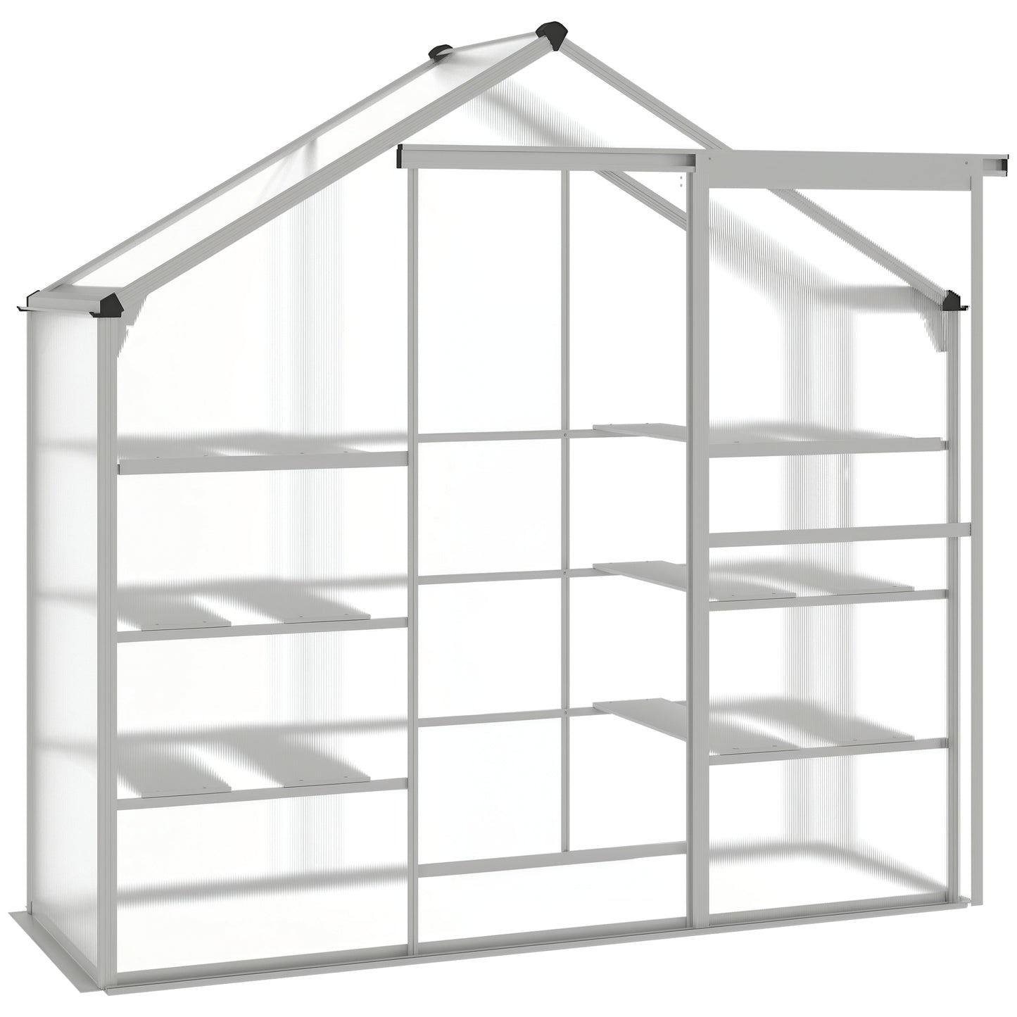 Outsunny 6.3' x 2.3' x 6.1' Outdoor Walk-in Greenhouse with 3-Tier Shelves, Garden Polycarbonate Green House Plants Flower Cold Frame with Aluminum Frame