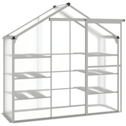 Outsunny 6.3' x 2.3' x 6.1' Outdoor Walk-in Greenhouse with 3-Tier Shelves, Garden Polycarbonate Green House Plants Flower Cold Frame with Aluminum Frame