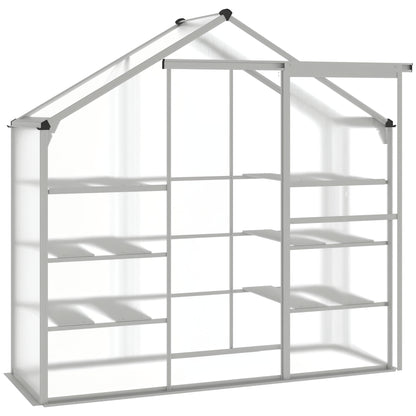 Outsunny 6.3' x 2.3' x 6.1' Outdoor Walk-in Greenhouse with 3-Tier Shelves, Garden Polycarbonate Green House Plants Flower Cold Frame with Aluminum Frame