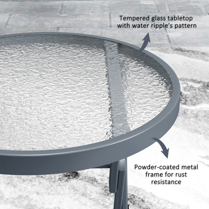 Outsunny 3 Pieces Outdoor Bistro Set, Folding Patio Table and Chairs with Tempered Glass Tabletop for Garden, Deck & Backyard