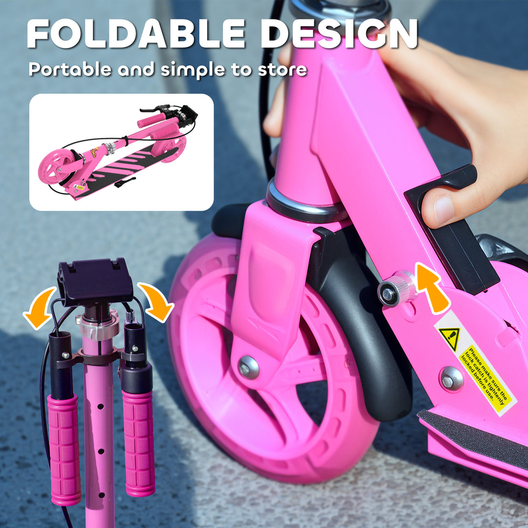Qaba Scooter for Kids Ages 3-8 with Light Up Wheels, Adjustable Handlebar, Rear Brake & Handbrake for Girls and Boys, Black