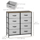 HOMCOM 6 Drawer Dresser for Bedroom, Fabric Chest of Drawers with Steel Frame, Wood Grain Top and Handles, Grey