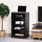 HOMCOM 5-Tier AV Media Stand with Push to Open Glass Doors, Audio-Video Storage Cabinet with Adjustable Shelves for DVD Players, Games Consoles, Routers, Distressed Black