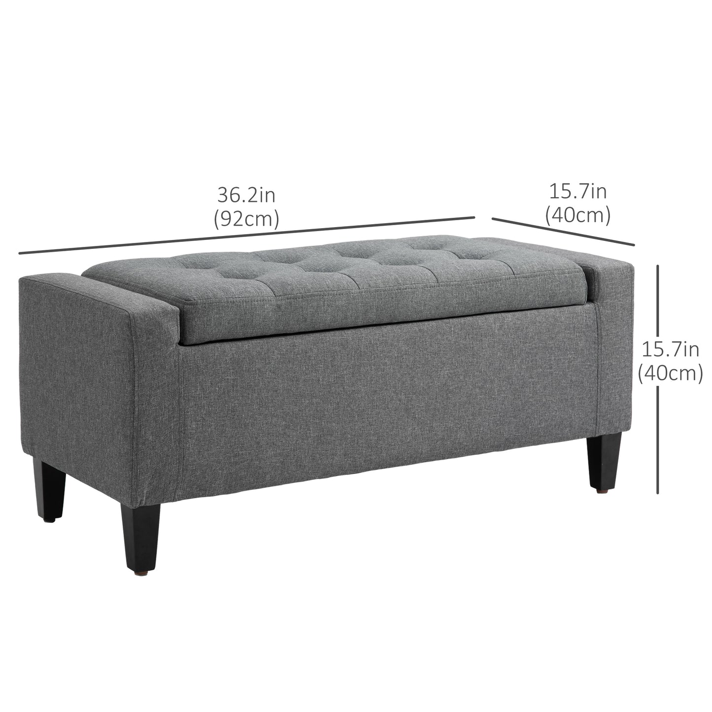 HOMCOM Storage Ottoman Bench Linen-Touch Fabric Tufted Chest Footstool with Flipping Top, Beige
