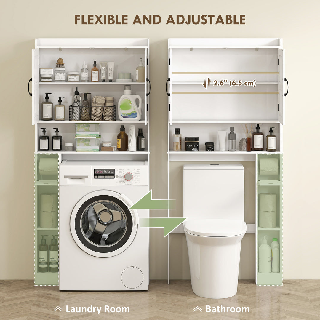 HOMCOM Over the Toilet Storage Cabinet, Bathroom Organizer with Adjustable Shelf, Toilet Paper Holder for Bathroom, Laundry