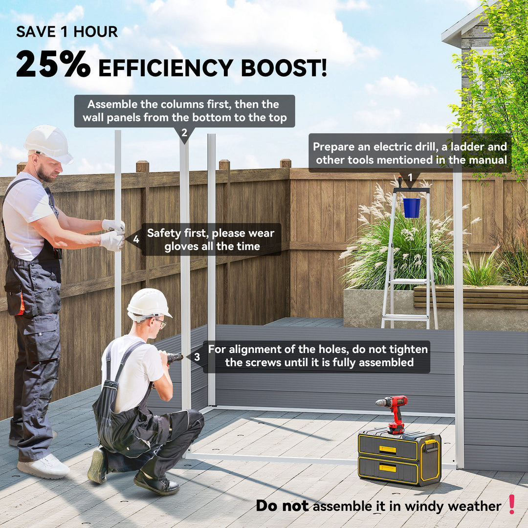 Outsunny 8' x 6' Plastic Garden Storage Shed with Latch Door, Vents, Sloped Roof, Light Grey